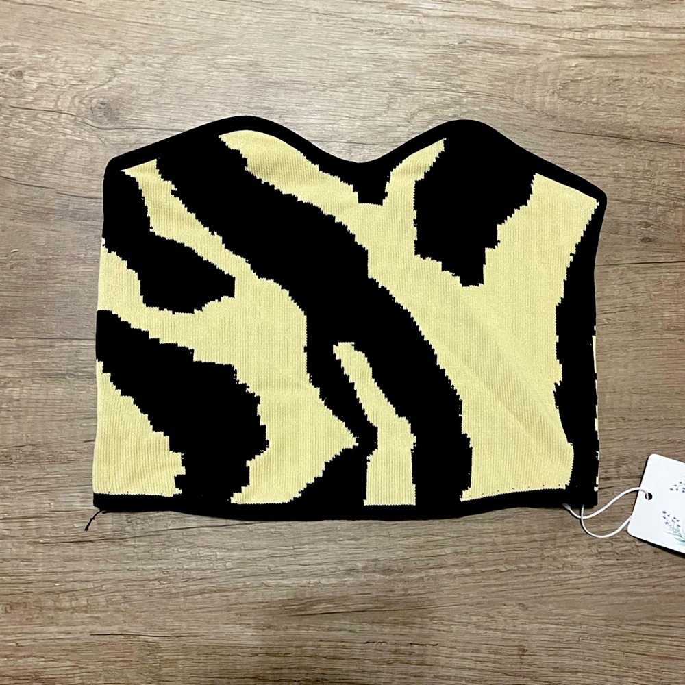 Trendy Zebra Print Knit Tube Top